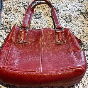 Fossil Red Pebbled Leather Shoulder Bag